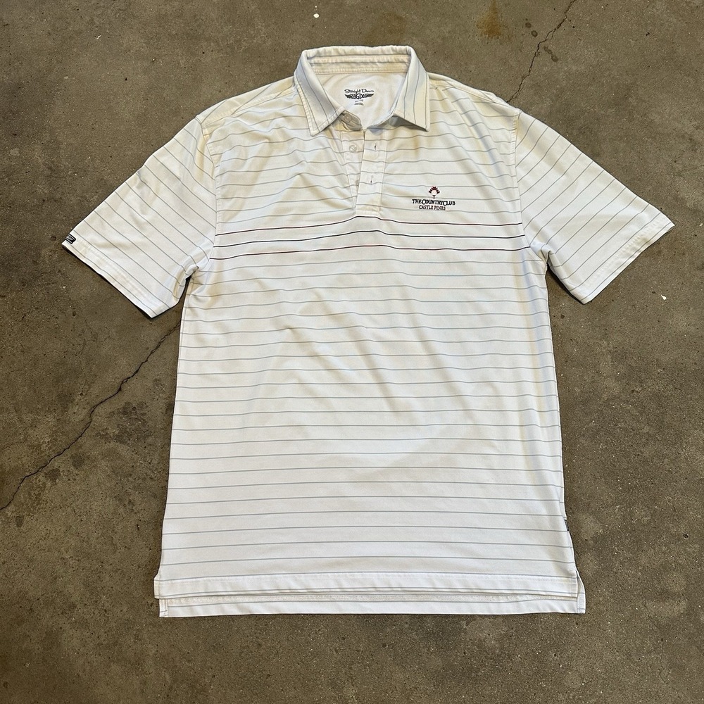 Straight Down Polo Mens XL Striped Performance Tech Stretch Golf CC Castle Pines